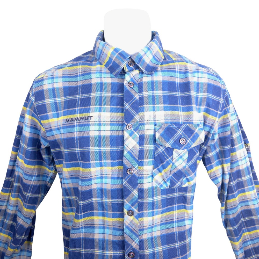 Mammut Men's‎ Long Sleeve Plaid Button Up Shirt Blue Yellow Grey Size M